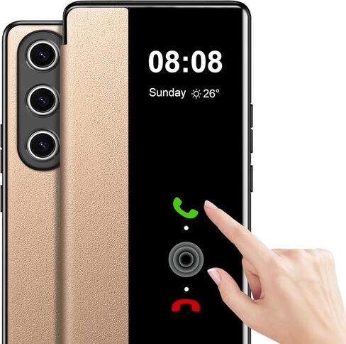 for Samsung Galaxy S25 Case Flip Leather Clear S-View [Touchable Window] for Samsung S25 Phone Case Smart Window Hard Flip Shockproof Protective Cover Galaxy S25 5G Case Clear View in Kuwait