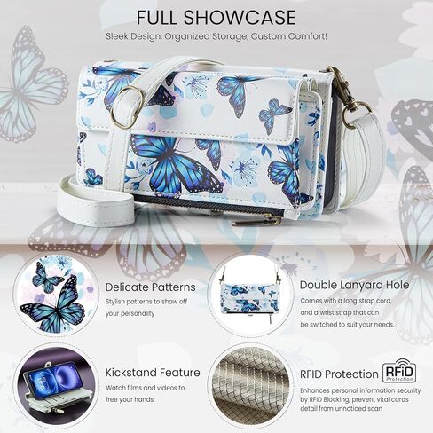 for iPhone 16 Plus Case Wallet with RFID Blocking Card Holder Colored Drawing PU Leather Magnetic Snap Flip Zipper Strap Wallet Phone Case Fit for iPhone 16 Plus,Aurora Butterfly in Saudi Arabia