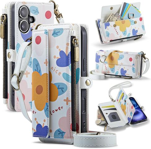 for iPhone 16 Plus Case Wallet with RFID Blocking Card Holder Colored Drawing PU Leather Magnetic Snap Flip Zipper Strap Wallet Phone Case Fit for iPhone 16 Plus,Aurora Butterfly in Saudi Arabia