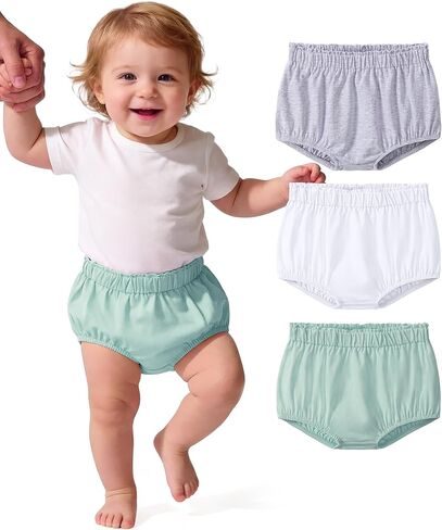 3 Pack Baby Bloomers Girl Diaper Covers Shorts Elastic Soft Clothes | Size 6-24 Months in Kuwait