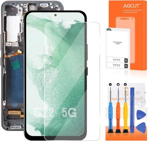 TFT لهاتف Samsung Galaxy S22 5G استبدال شاشة Samsung S22 LCD تعمل باللمس SM-S901B SM-S901U LCD محول رقمي شاشة تعمل باللمس جزء إصلاح تجميع أسود مع إطار in Saudi Arabia