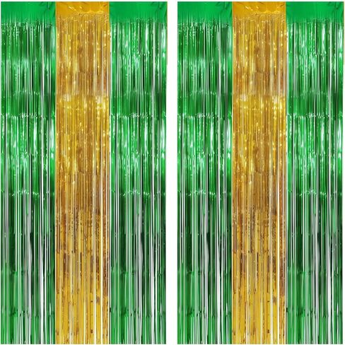 2 حزمة احباط هامش الستائر ماردي غرا معدنية بهرج الستار 3.3 × 6.6 قدم الأخضر الذهب الأرجواني حزب خلفية لامع اللافتات كشك الصورة لماردي غرا حفلة تنكرية كرنفال نيو أورليانز ديكور عيد ميلاد in Kuwait
