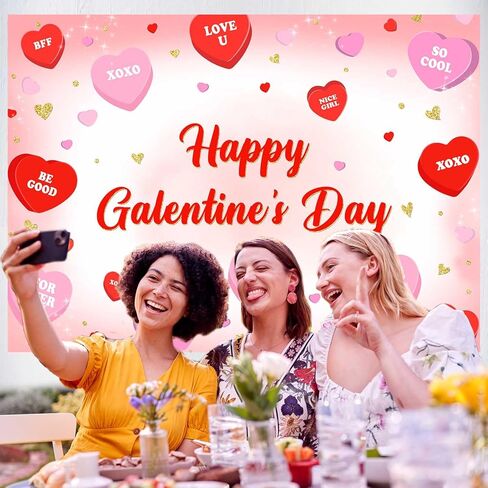 mehofond سعيد galentine's يوم خلفية للفتيات الأحمر والوردي قلوب راية الزينة للفتيات bff xoxo الحبيب عيد الحب التصوير خلفية الباستيل galentines حزب ديكور صور الدعائم 7x5 قدم in Kuwait