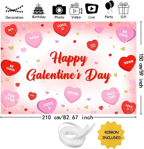 mehofond سعيد galentine's يوم خلفية للفتيات الأحمر والوردي قلوب راية الزينة للفتيات bff xoxo الحبيب عيد الحب التصوير خلفية الباستيل galentines حزب ديكور صور الدعائم 7x5 قدم in Kuwait