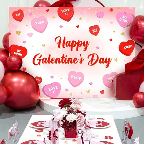 mehofond سعيد galentine's يوم خلفية للفتيات الأحمر والوردي قلوب راية الزينة للفتيات bff xoxo الحبيب عيد الحب التصوير خلفية الباستيل galentines حزب ديكور صور الدعائم 7x5 قدم in Kuwait
