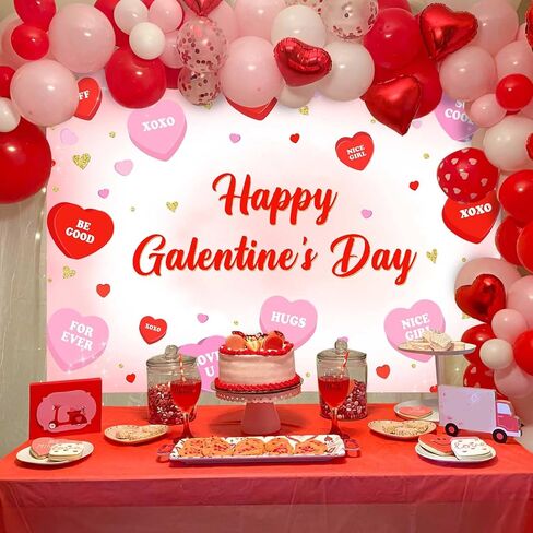 mehofond سعيد galentine's يوم خلفية للفتيات الأحمر والوردي قلوب راية الزينة للفتيات bff xoxo الحبيب عيد الحب التصوير خلفية الباستيل galentines حزب ديكور صور الدعائم 7x5 قدم in Kuwait