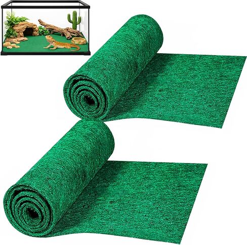 HERCOCCI 2 Pack Reptile Carpet, 39’’ x 20’’ Terrarium Bedding Substrate Liner Reptile Cage Mat Tank Accessories for Bearded Dragon Lizard Tortoise Leopard Gecko Snake (Green) in Saudi Arabia