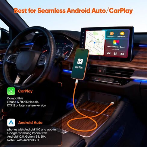 كابل Android Auto USB بطول 1.5 قدم، سلك USB C معتمد من Carplay Auto للسيارة، نقل بيانات 3A/10 جيجابت في الثانية وشحن USB من النوع C 3.2 مجدول لهاتف Galaxy S25 S24 S23 وiPhone 17 16 15 وGoogle Pixel والمزيد in Kuwait