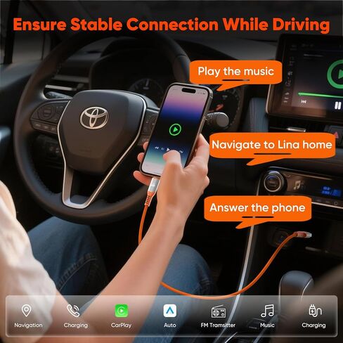 كابل Android Auto USB بطول 1.5 قدم، سلك USB C معتمد من Carplay Auto للسيارة، نقل بيانات 3A/10 جيجابت في الثانية وشحن USB من النوع C 3.2 مجدول لهاتف Galaxy S25 S24 S23 وiPhone 17 16 15 وGoogle Pixel والمزيد in Kuwait