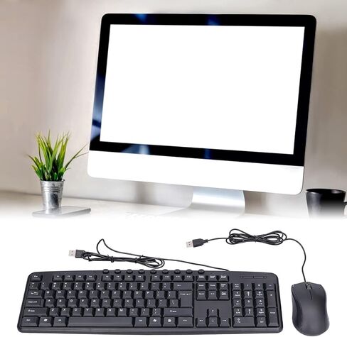 مجموعة ماوس لوحة المفاتيح السلكية، ملحقات كمبيوتر USB بتصميم مريح للمكتب المنزلي، مع وسادة قدم غير قابلة للانزلاق وتشغيل القابس in Kuwait
