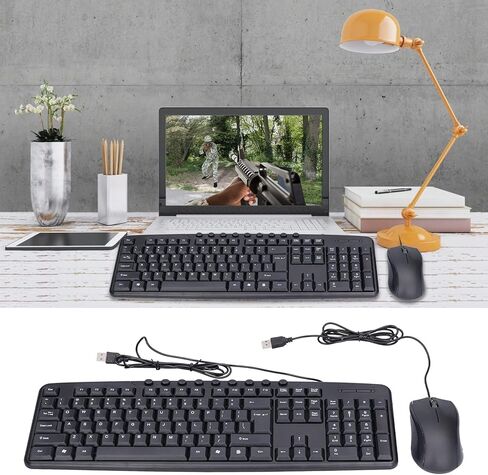 مجموعة ماوس لوحة المفاتيح السلكية، ملحقات كمبيوتر USB بتصميم مريح للمكتب المنزلي، مع وسادة قدم غير قابلة للانزلاق وتشغيل القابس in Kuwait