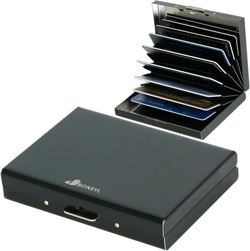حاملات بطاقات الائتمان BONSYL® RFID مع 6 فتحات للنساء والرجال، محفظة معدنية رفيعة لبطاقات الائتمان. (6 بطاقات/ذهبي وردي/زهرة) in Kuwait