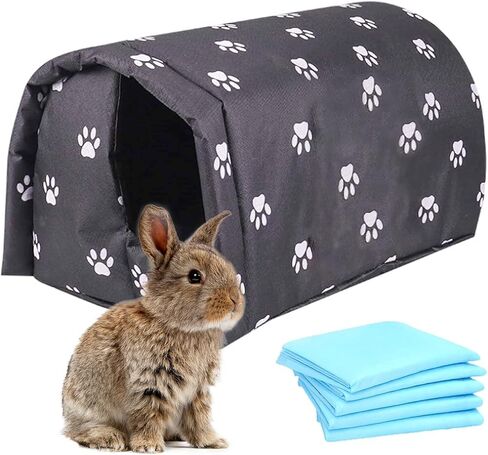 Hamiledyi Bunny Cave Bed Small Animal Warm Nest Habitats Guinea Pig Hideouts Stray Cats Shelter Cage Accessorie for Hamster Cats Rat Mice Chinchilla Flying Squirrel (Black) in Kuwait