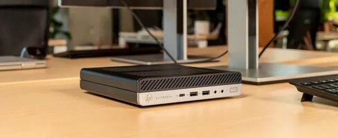 HP EliteDesk 705 G4 Mini PC Desktop Computer, AMD Ryzen 5 2400G, 8GB RAM, 256GB SSD, Keyboard & Mouse, WiFi USB, Windows 11 Pro (Renewed) in Saudi Arabia