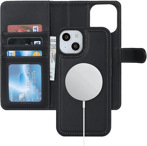 Ｈａｖａｙａ for iPhone 15 Case Wallet Magsafe Compatible 2 in 1 Detachable with Card Holder Pu Leather Flip Folio Credit Card Slots Stand Magnetic Shockproof Phone Cover (6.1")-Black in Saudi Arabia