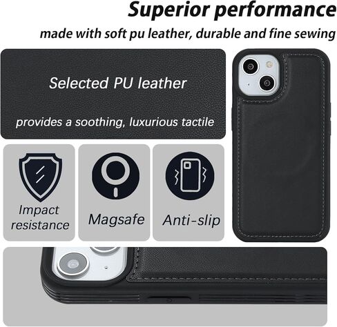 Ｈａｖａｙａ for iPhone 15 Case Wallet Magsafe Compatible 2 in 1 Detachable with Card Holder Pu Leather Flip Folio Credit Card Slots Stand Magnetic Shockproof Phone Cover (6.1")-Black in Saudi Arabia