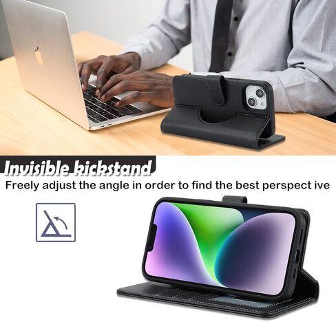 Ｈａｖａｙａ for iPhone 15 Case Wallet Magsafe Compatible 2 in 1 Detachable with Card Holder Pu Leather Flip Folio Credit Card Slots Stand Magnetic Shockproof Phone Cover (6.1")-Black in Saudi Arabia