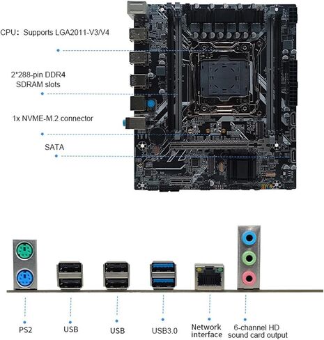 X99 Gaming Motherboard, LGA 2011 ATX Computer Motherboard 4 Channel DDR4 128GB NVME M2 PCIE Gigabit LAN, with High Speed M2 Hard Disk Interface, for i7 and E5 V3 V4 CPUs in Saudi Arabia
