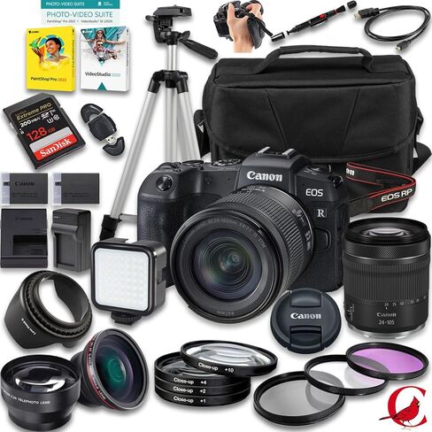Canon EOS RP Mirrorless Camera with 24-105mm f/4-7.1 Lens + 128 GB Memory + Extra Battery + Camera Case + Tripod + More (27pc Bundle) in Saudi Arabia