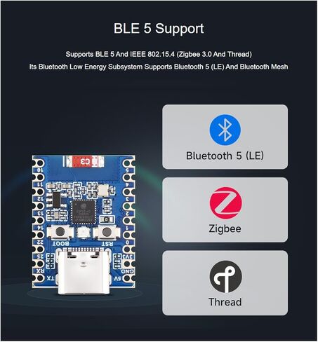 Waveshare ESP32-H2 لوحة تطوير صغيرة تعتمد على شريحة ESP32-H2FH4S، معالج RISC-V 32 بت أحادي النواة، يدعم الاتصالات اللاسلكية BLE/Zigbee/Thread، فلاش 4 ميجابايت in Saudi Arabia