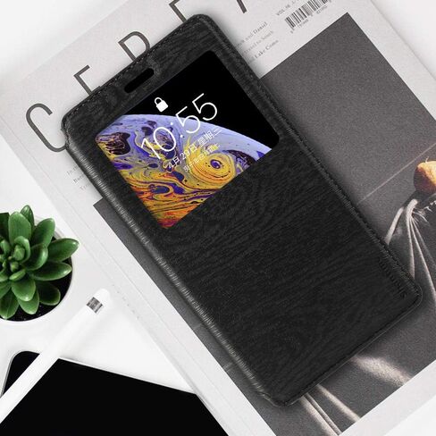 Viewable Window Leather Flip Case Compatible with Unihertz Titan 2 2025, Elegant Design Clear Display Invisible Magnetic Cover and Card Slot(Black) in Saudi Arabia