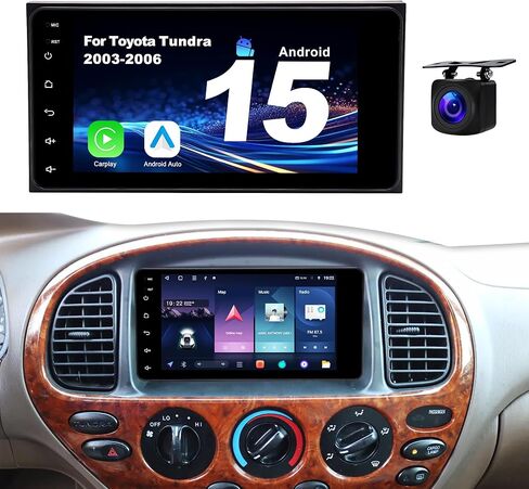 راديو السيارة Android 15 لسيارة Toyota Tundra 2003-2006: 4Core + 64GB ترقية ستيريو السيارة CarPlay اللاسلكي وAndroid Auto مع WiFi 6، Bluetooth 5.4، نظام تحديد المواقع العالمي (GPS)، FM/RDS، EQ، SWC، كاميرا احتياطية 1080P in Kuwait