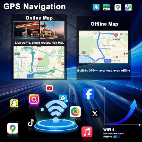 راديو السيارة Android 15 لسيارة Toyota Tundra 2003-2006: 4Core + 64GB ترقية ستيريو السيارة CarPlay اللاسلكي وAndroid Auto مع WiFi 6، Bluetooth 5.4، نظام تحديد المواقع العالمي (GPS)، FM/RDS، EQ، SWC، كاميرا احتياطية 1080P in Kuwait