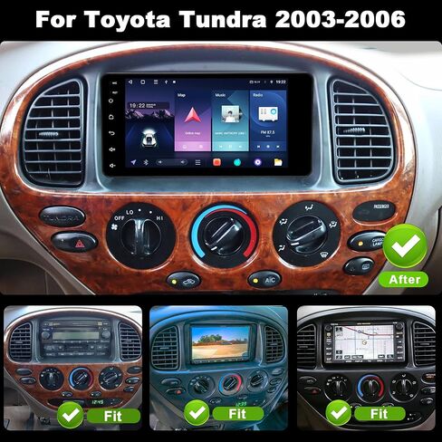 راديو السيارة Android 15 لسيارة Toyota Tundra 2003-2006: 4Core + 64GB ترقية ستيريو السيارة CarPlay اللاسلكي وAndroid Auto مع WiFi 6، Bluetooth 5.4، نظام تحديد المواقع العالمي (GPS)، FM/RDS، EQ، SWC، كاميرا احتياطية 1080P in Kuwait