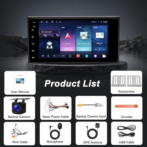 راديو السيارة Android 15 لسيارة Toyota Tundra 2003-2006: 4Core + 64GB ترقية ستيريو السيارة CarPlay اللاسلكي وAndroid Auto مع WiFi 6، Bluetooth 5.4، نظام تحديد المواقع العالمي (GPS)، FM/RDS، EQ، SWC، كاميرا احتياطية 1080P in Kuwait