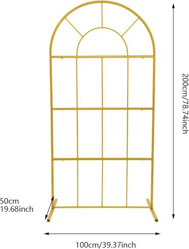 حامل قوس زفاف معدني ذهبي بطول 6.6أقدام مع قاعدة على شكل حرف H، إطار خلفية حديدي مقاوم للصدأ للحفلات الداخلية والخارجية، وأعياد الميلاد، وتزيين كشك الصور، وتصميم عصري بسيط in Kuwait