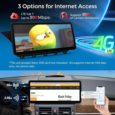 XTRONS 12.3 بوصة Android 14 ستيريو سيارة لمرسيدس بنز GLK-Class X204 (2008-2012) نظام NTG4.0، شاشة لمس IPS 4+64 جيجابايت راديو سيارة عالمي 4G نظام تحديد المواقع العالمي يدعم CarPlay Android Auto in Kuwait