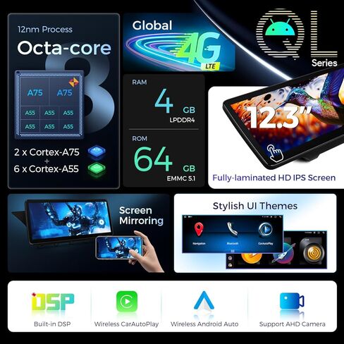 XTRONS 12.3 بوصة Android 14 ستيريو سيارة لمرسيدس بنز GLK-Class X204 (2008-2012) نظام NTG4.0، شاشة لمس IPS 4+64 جيجابايت راديو سيارة عالمي 4G نظام تحديد المواقع العالمي يدعم CarPlay Android Auto in Kuwait
