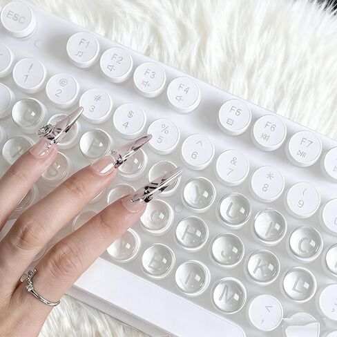 Keyboard Cover for Long Nails Set,164PCS Keyboard Stickers Self-Adhesive Universal Nail Art Keyboard Bubbles,Silicone Typing Keyboard Women Playing Games/Office with Mouse Pad in Saudi Arabia