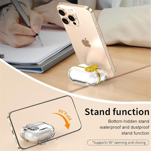 for AirPods Pro 3rd Generation (2025) Clear Electroplated Case, Shockproof Transparent Cover with Lock Clip, Keychain & Kickstand, Supports Wireless Charging for AirPods Pro 3 – DD Rose Gold in Saudi Arabia