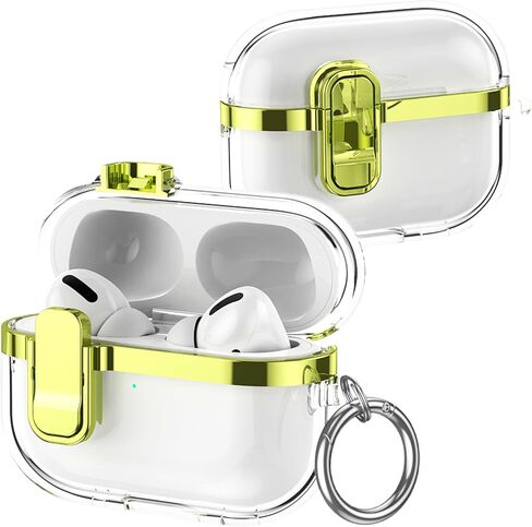 for AirPods Pro 3rd Generation (2025) Clear Electroplated Case, Shockproof Transparent Cover with Lock Clip, Keychain & Kickstand, Supports Wireless Charging for AirPods Pro 3 – DD Rose Gold in Saudi Arabia