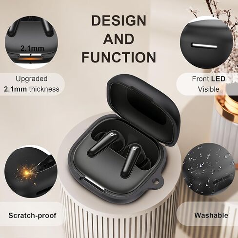for Anker Soundcore P31i Case Cover, Soft Silicone Shockproof Protective Skin Case for Soundcore P31i Earbuds 2025 with Cleaner Kit, Keychain and Lanyard Accessories (Black) in Saudi Arabia