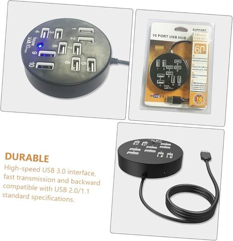 USB Hub 10-Port USB Splitter USB Extender USB محول لأجهزة الكمبيوتر المحمول USB Port Hub in Kuwait