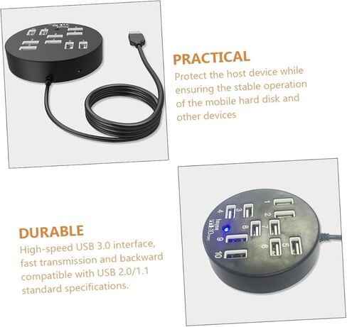 USB Hub 10-Port USB Splitter USB Extender USB محول لأجهزة الكمبيوتر المحمول USB Port Hub in Kuwait