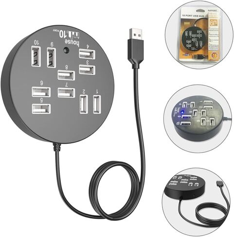 USB Hub 10-Port USB Splitter USB Extender USB محول لأجهزة الكمبيوتر المحمول USB Port Hub in Kuwait