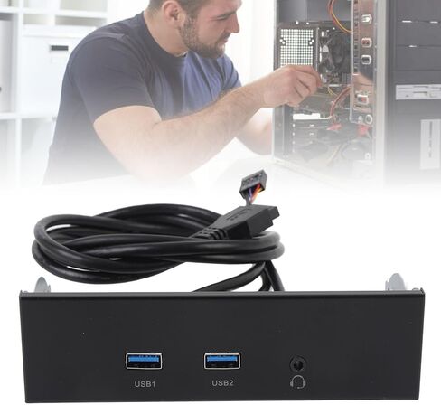 محور اللوحة الأمامية USB 3.2 Gen 1، محول فتحة محرك الأقراص الضوئية مقاس 5.25 بوصة مع منفذي USB 3.2 ومقبس سماعة الرأس، موصل 19 سنًا، نقل بيانات بسرعة 5 جيجابت في الثانية in Kuwait