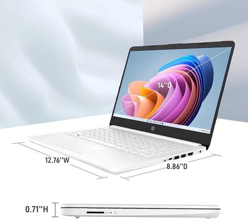 كمبيوتر محمول HP Stream 14 بوصة عالي الدقة ونحيف وخفيف الوزن، Intel Celeron N4120، ذاكرة الوصول العشوائي 16 جيجابايت، تخزين eMMC سعة 64 جيجابايت، عمر بطارية طويل، كاميرا ويب عالية الدقة، HDMI، أبيض، Office 365 لمدة عام واحد، Windows 11 S، 128 جيجابايت Cue in Kuwait
