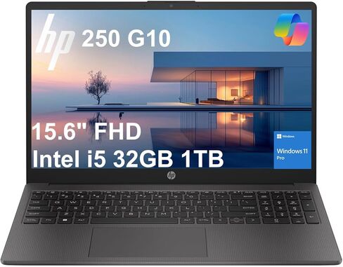 HP 250 G10 Laptop (15.6" FHD IPS Anti-glare, Intel i5-1334U, 16GB RAM, 512GB SSD, 10-Core(> Ryzen 7-7730U)), Business, Home, Military Grade, Webcam w/Shutter, Numeric Keypad, HDMI, Win 11 Pro in Kuwait