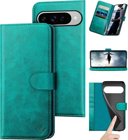 DuckSky متوافق مع Google Pixel 10/10 Pro 6.3 بوصة حافظة محفظة من الجلد الأصلي 【حجب RFID 】 【4 حامل لبطاقات الائتمان 】 【جلد حقيقي 】 حافظة هاتف قابلة للطي للنساء والرجال لهاتف Pixel 10 بني فاتح in Saudi Arabia