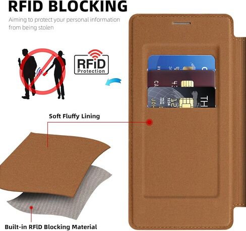 Lunivop Compatible with Samsung Galaxy S25 Ultra Case 2025 6.9 '' Flip Cover PU Leather RFID Blocking Card Holder Wallet 【Compatible with Magsafe】 Magnetic Phone Case for S25Ultra (Light Brown) in Saudi Arabia