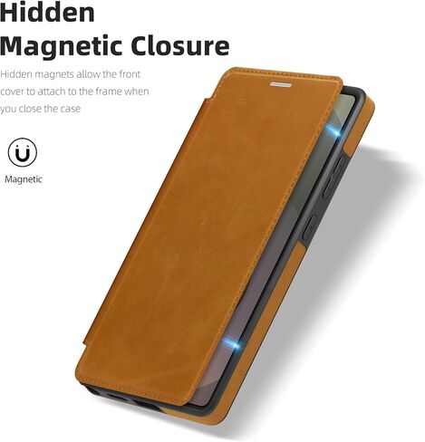 Lunivop Compatible with Samsung Galaxy S25 Ultra Case 2025 6.9 '' Flip Cover PU Leather RFID Blocking Card Holder Wallet 【Compatible with Magsafe】 Magnetic Phone Case for S25Ultra (Light Brown) in Saudi Arabia