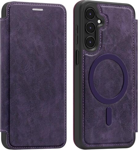Lunivop Compatible with Samsung Galaxy S25 Ultra Case 2025 6.9 '' Flip Cover PU Leather RFID Blocking Card Holder Wallet 【Compatible with Magsafe】 Magnetic Phone Case for S25Ultra (Light Brown) in Saudi Arabia