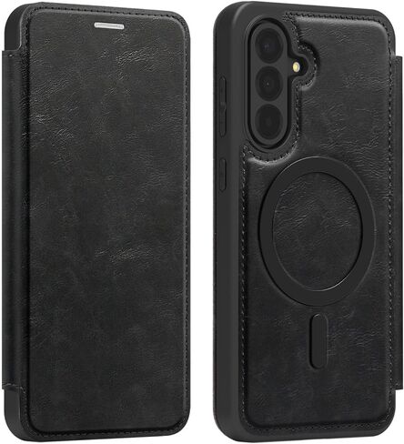 Lunivop Compatible with Samsung Galaxy S25 Ultra Case 2025 6.9 '' Flip Cover PU Leather RFID Blocking Card Holder Wallet 【Compatible with Magsafe】 Magnetic Phone Case for S25Ultra (Light Brown) in Saudi Arabia