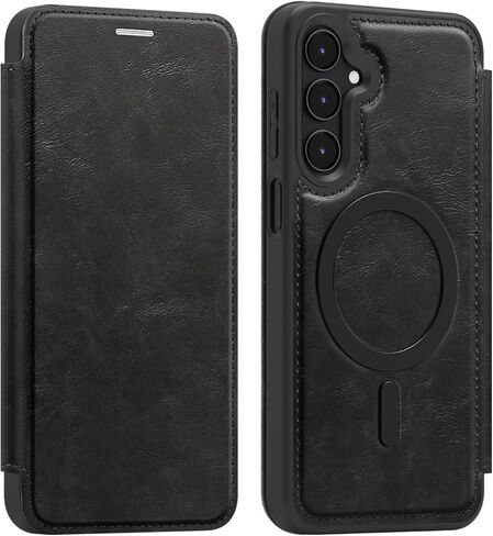 Lunivop Compatible with Samsung Galaxy S25 Ultra Case 2025 6.9 '' Flip Cover PU Leather RFID Blocking Card Holder Wallet 【Compatible with Magsafe】 Magnetic Phone Case for S25Ultra (Light Brown) in Saudi Arabia