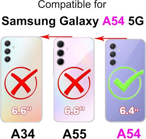 حافظة محفظة لهاتف Samsung Galaxy A54 5G، [مسند] حامل 3 بطاقات [غلاف داخلي من مادة TPU مقاوم للصدمات]، غطاء قلاب واقٍ مغناطيسي من جلد البولي يوريثان مقاس 6.4 بوصات، فراشة وردية in Kuwait