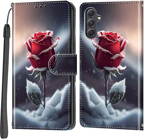 حافظة محفظة لهاتف Samsung Galaxy A54 5G، [مسند] حامل 3 بطاقات [غلاف داخلي من مادة TPU مقاوم للصدمات]، غطاء قلاب واقٍ مغناطيسي من جلد البولي يوريثان مقاس 6.4 بوصات، فراشة وردية in Kuwait